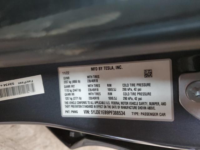 2023 TESLA MODEL 3 - 5YJ3E1EB9PF388534