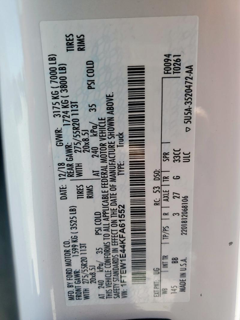 2019 FORD F150 SUPER - 1FTEW1E44KFA61552