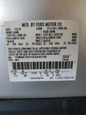 2019 FORD EXPLORER X - 1FM5K7DH1KGA42109