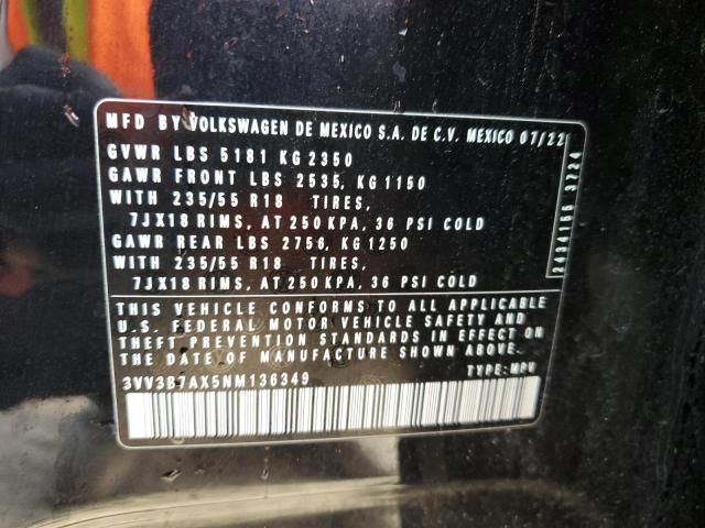 2022 VOLKSWAGEN TIGUAN SE - 3VV3B7AX5NM136349