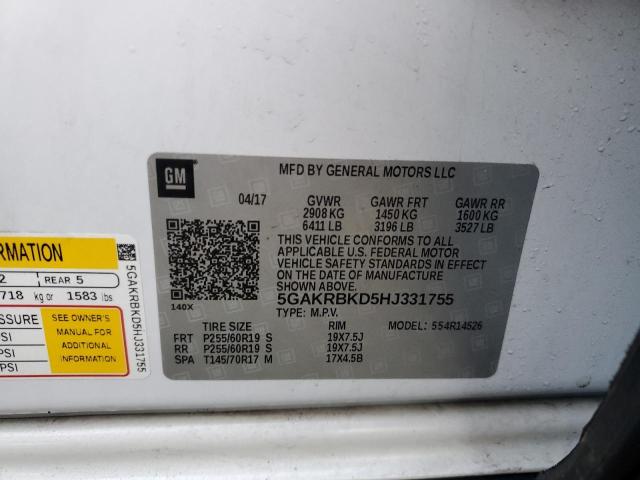 2017 BUICK ENCLAVE - 5GAKRBKD5HJ331755