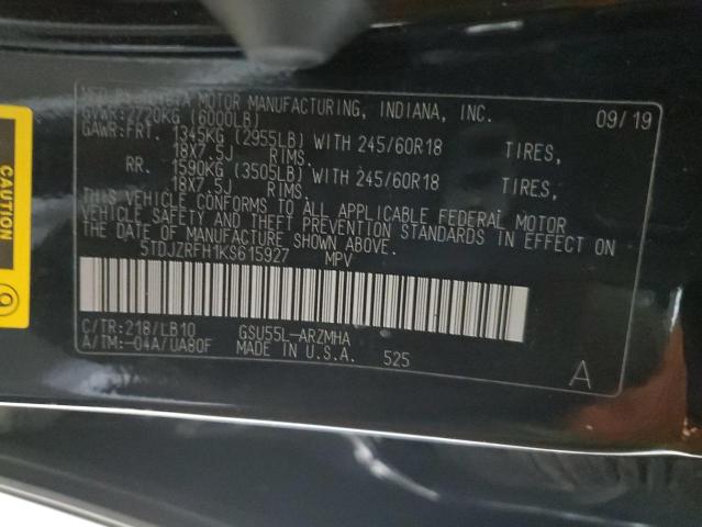 2019 TOYOTA HIGHLANDER - 5TDJZRFH1KS615927