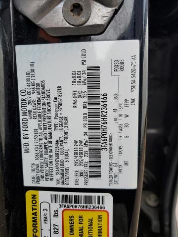 2017 FORD FUSION SE - 3FA6P0H76HR236466