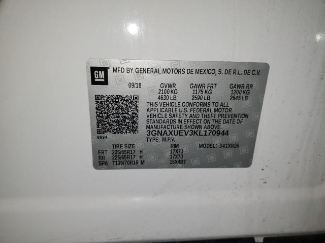 2019 CHEVROLET EQUINOX 4D 3GNAXUEV3KL170944