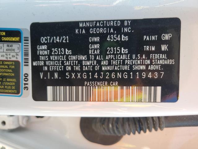 2022 KIA K5 LXS 5XXG14J26NG119437