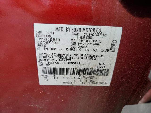 2015 FORD EXPLORER L - 1FM5K8F89FGB05742