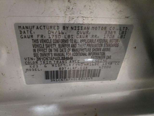 2016 NISSAN VERSA S - 3N1CN7AP4GL884849