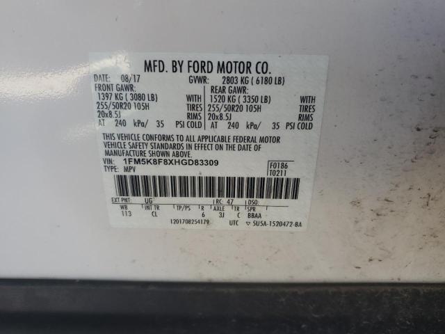 2017 FORD EXPLORER L - 1FM5K8F8XHGD83309