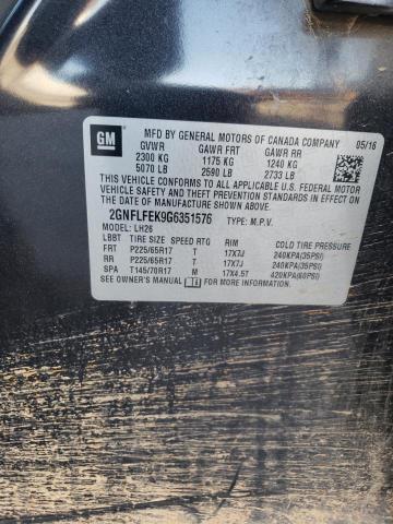 2016 CHEVROLET EQUINOX LT 2GNFLFEK9G6351576