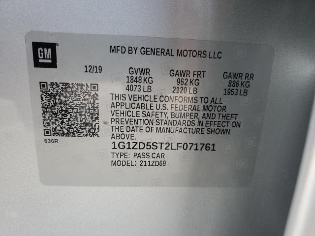2020 CHEVROLET MALIBU LT - 1G1ZD5ST2LF071761