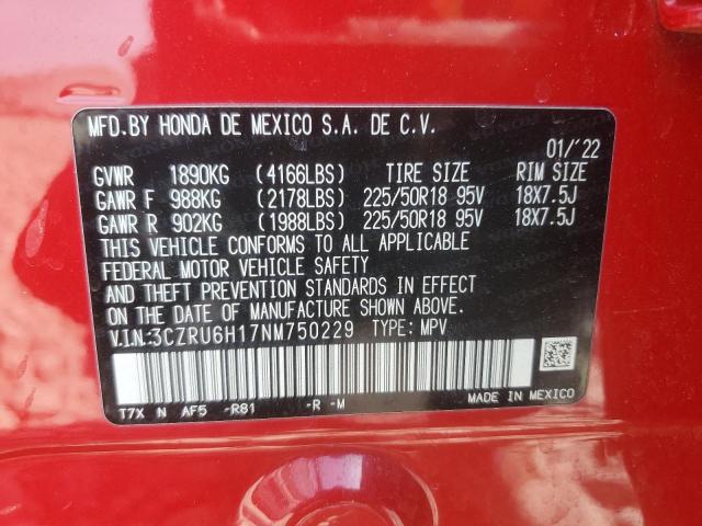 2022 HONDA HR-V SPORT 3CZRU6H17NM750229
