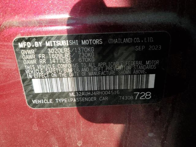 2024 MITSUBISHI MIRAGE ES - ML32AUHJ4RH004516