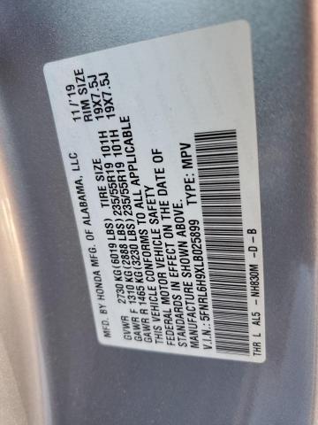 2020 HONDA ODYSSEY EL 5FNRL6H9XLB025899