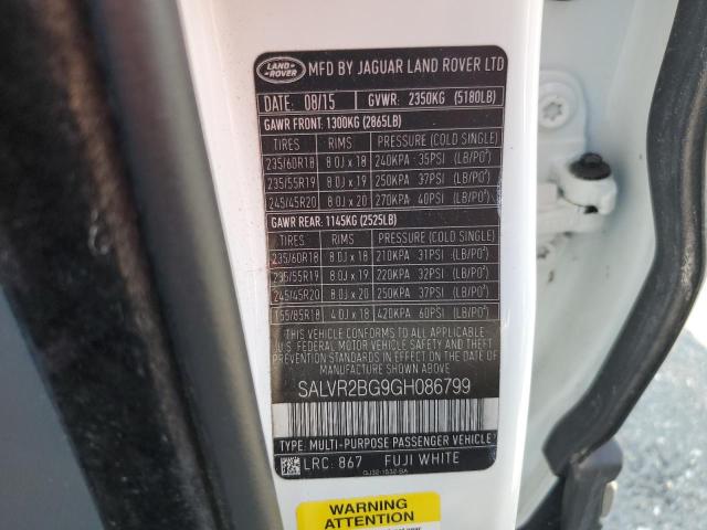 2016 LAND ROVER RANGE ROVE - SALVR2BG9GH086799