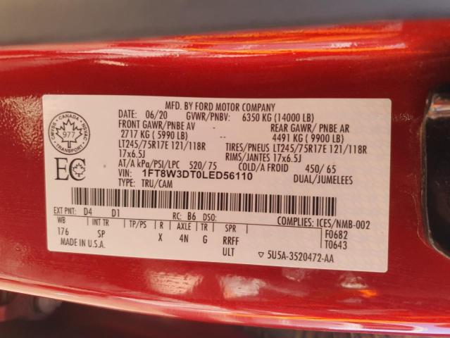 2020 FORD F350 SUPER - 1FT8W3DT0LED56110