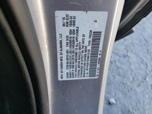 2017 HONDA RIDGELINE - 5FPYK3F74HB013132