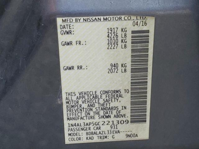 2016 NISSAN ALTIMA 2.5 - 1N4AL3AP5GC221309
