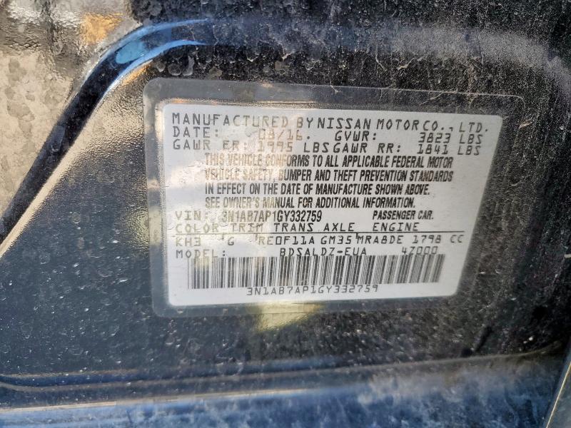 2016 NISSAN SENTRA S - 3N1AB7AP1GY332759