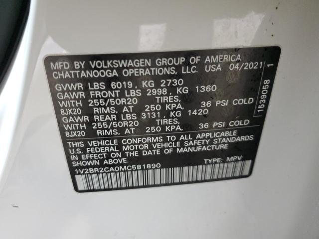 2021 VOLKSWAGEN ATLAS SEL - 1V2BR2CA0MC581890