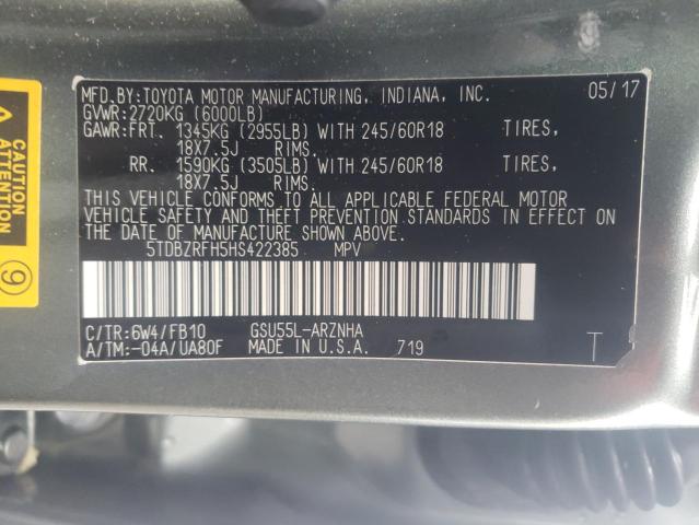 2017 TOYOTA HIGHLANDER - 5TDBZRFH5HS422385