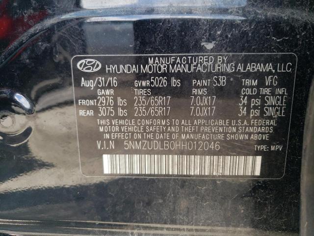 2017 HYUNDAI SANTA FE S - 5NMZUDLB0HH012046