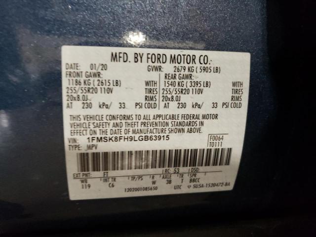 2020 FORD EXPLORER L - 1FMSK8FH9LGB63915