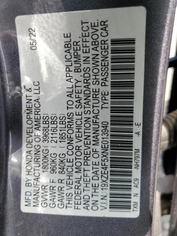 2022 HONDA INSIGHT EX 19XZE4F5XNE013940