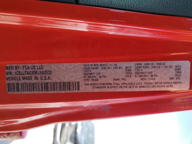 2021 JEEP GLADIATOR 1C6JJTAGXML540532