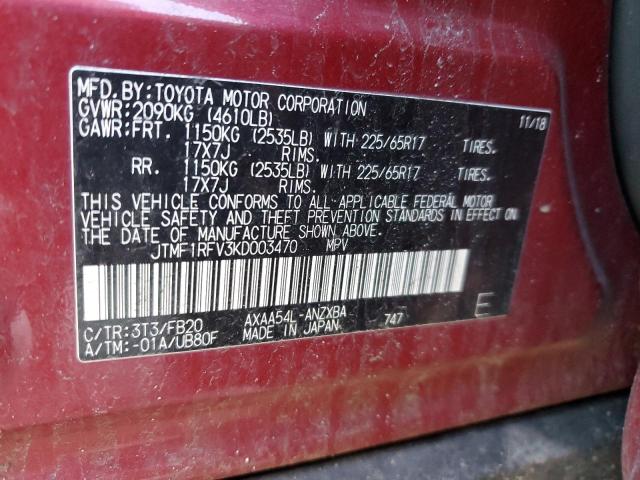 2019 TOYOTA RAV4 LE - JTMF1RFV3KD003470