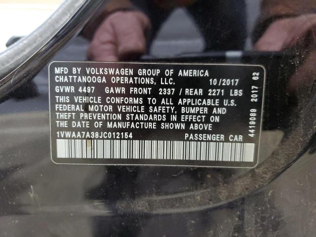 2018 VOLKSWAGEN PASSAT S 1VWAA7A38JC012154