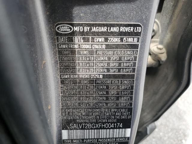 2015 LAND ROVER RANGE ROVE - SALVT2BGXFH004174
