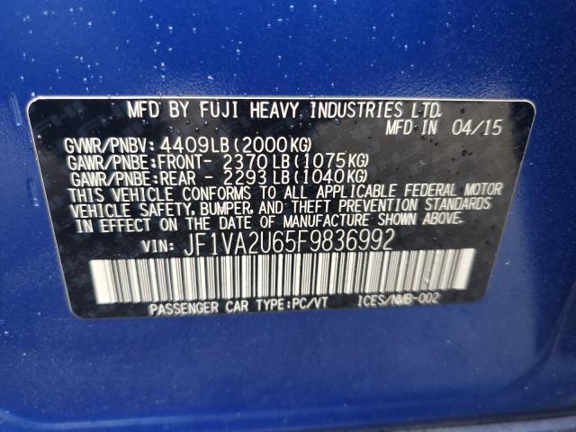 2015 SUBARU WRX STI LI JF1VA2U65F9836992