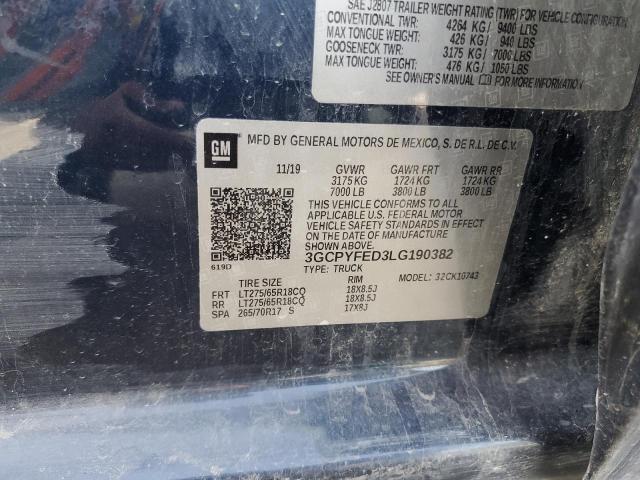 2020 CHEVROLET SILVERADO - 3GCPYFED3LG190382