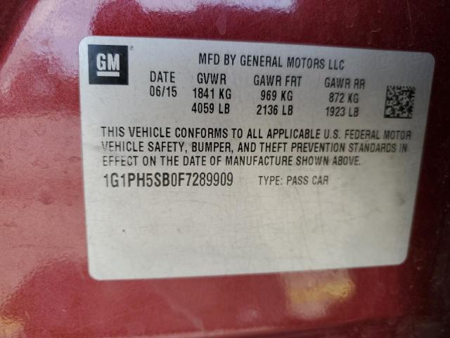 2015 CHEVROLET CRUZE ECO 1G1PH5SB0F7289909