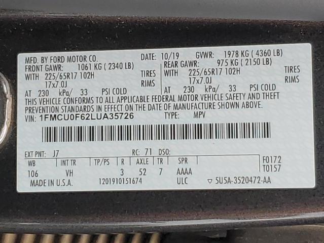 2020 FORD ESCAPE S - 1FMCU0F62LUA35726