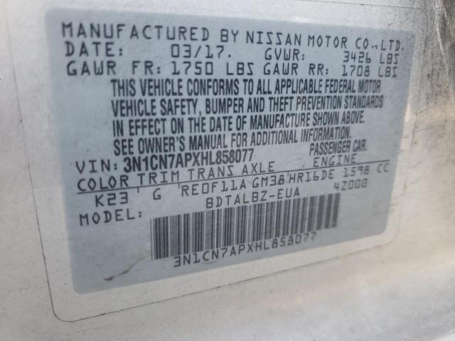 2017 NISSAN VERSA S - 3N1CN7APXHL858077