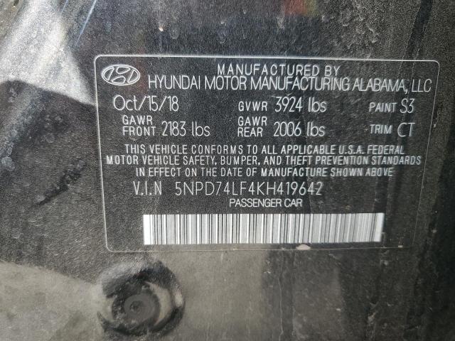 2019 HYUNDAI ELANTRA SE - 5NPD74LF4KH419642