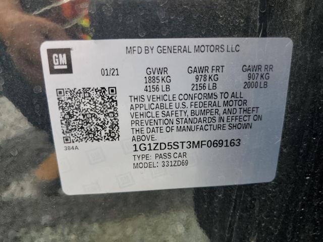 2021 CHEVROLET MALIBU LT - 1G1ZD5ST3MF069163