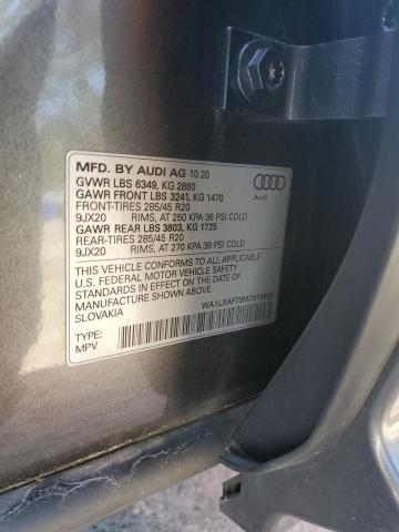 2021 AUDI Q7 PREMIUM WA1LXAF73MD016608