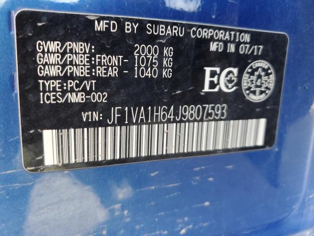 2018 SUBARU WRX LIMITE JF1VA1H64J9807593