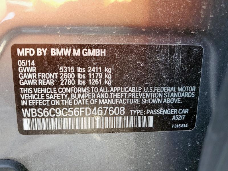 2015 BMW M6 GRAN CO WBS6C9C56FD467608