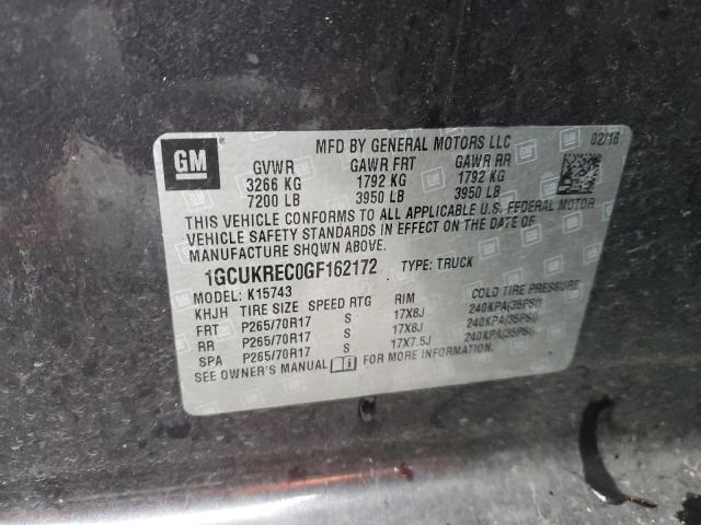 2016 CHEVROLET SILVERADO - 1GCUKREC0GF162172