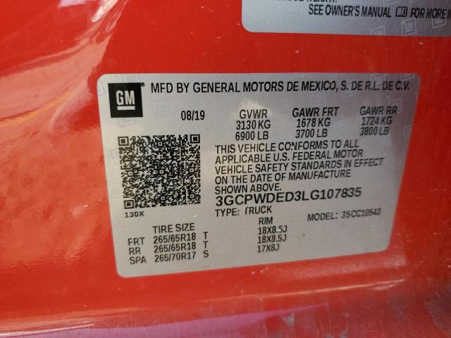2020 CHEVROLET SILVERADO - 3GCPWDED3LG107835
