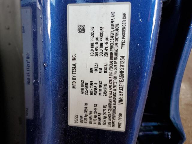 2022 TESLA MODEL 3 - 5YJ3E1EA5NF291254