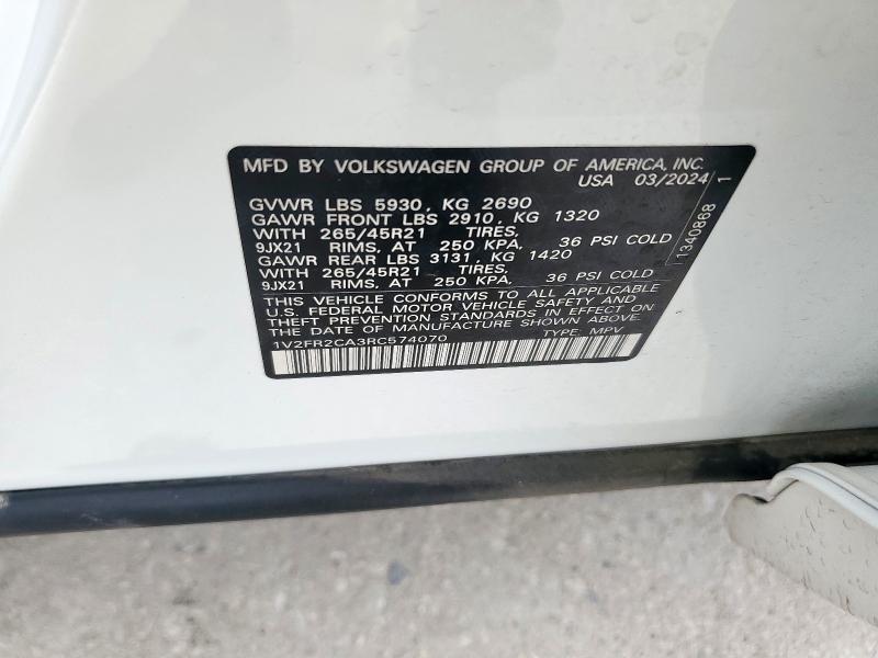 2024 VOLKSWAGEN ATLAS SEL - 1V2FR2CA3RC574070