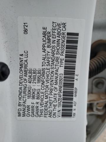 2022 HONDA INSIGHT TO 19XZE4F94NE005013