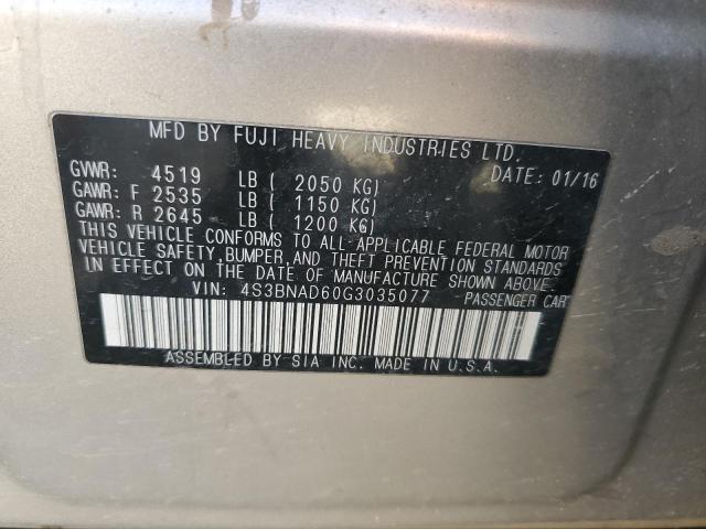2016 SUBARU LEGACY 2.5 - 4S3BNAD60G3035077