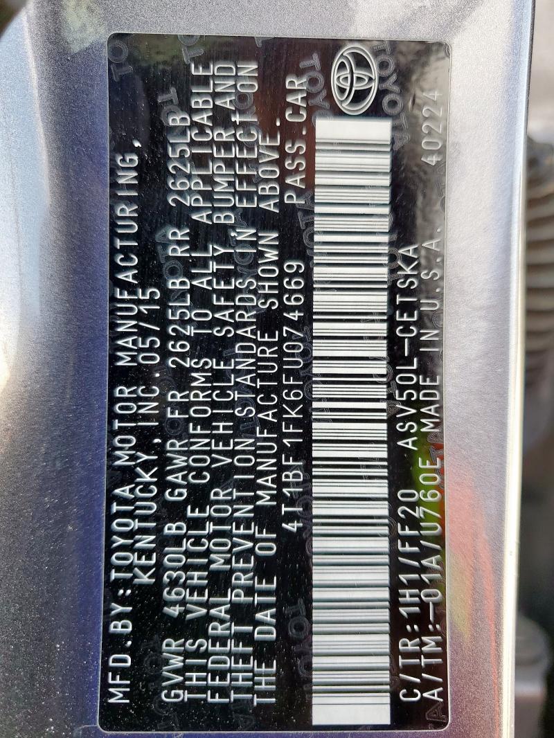 2015 TOYOTA CAMRY LE - 4T1BF1FK6FU074669
