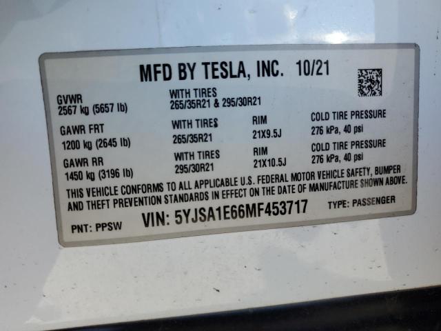 2021 TESLA MODEL S - 5YJSA1E66MF453717