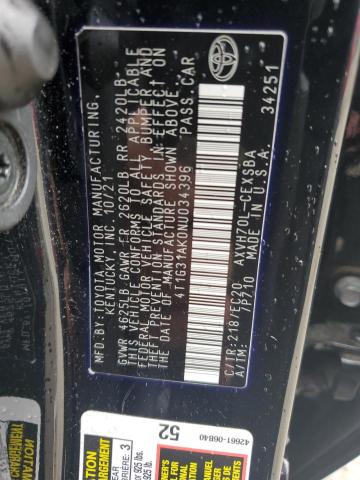 2022 TOYOTA CAMRY NIGH - 4T1G31AK0NU034396